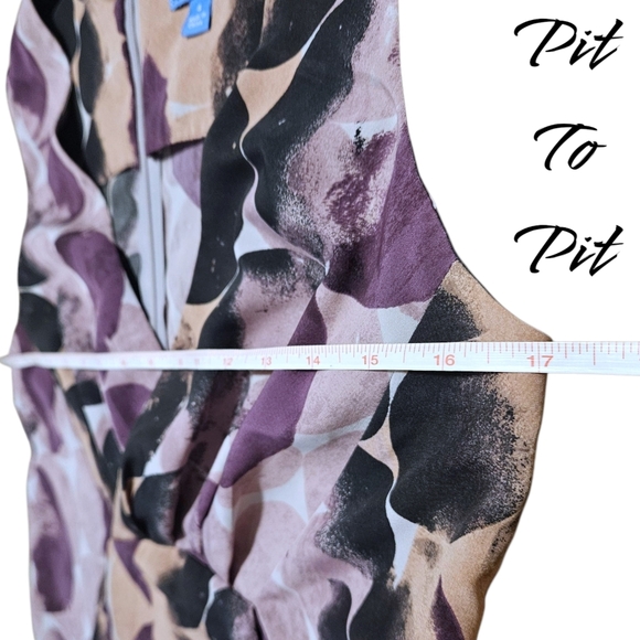 Simply Vera Vera Wang Sz 4 Abstract Print Sleeveless Dress Full Zip Back Office - Picture 14 of 16